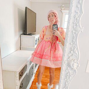 New York Couture *One of a Kind* Vintage Pink BARBIE Dreamy Puff Sleeve Dress